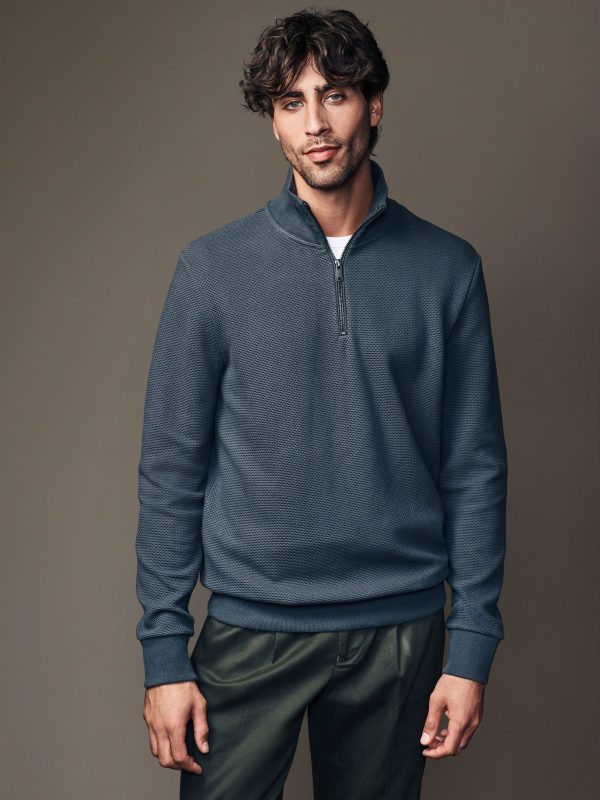 OCO2502349 Grey Quarter Zip Textured Funnel Sweatshirt - Image 3