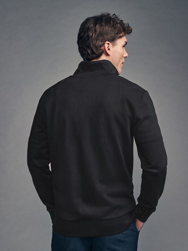 OCO2502355 Black Quarter Zip Textured Funnel Sweatshirt - Image 4