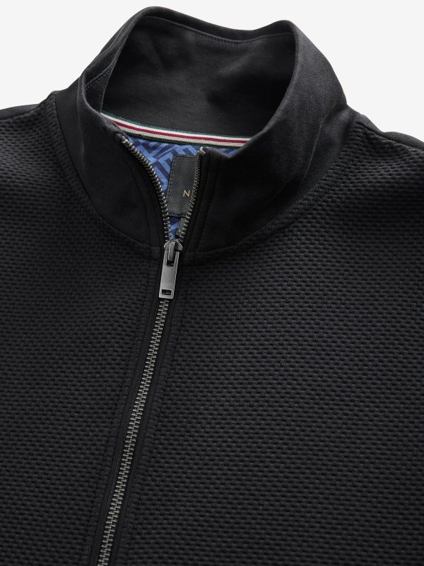 OCO2502355 Black Quarter Zip Textured Funnel Sweatshirt - Image 7