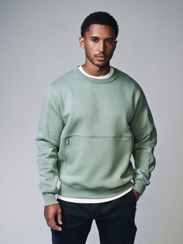 OCO2502353 Light Green Utility Blue Sweat Top