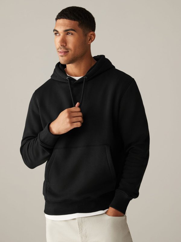 OCO2502362 Black Regular Fit Rich Jersey Fabric Hoodie