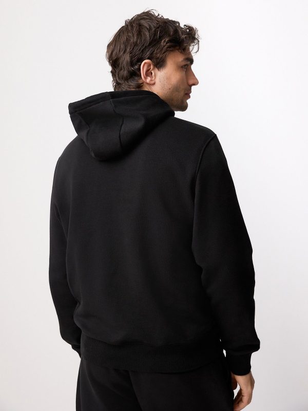 OCO2502362 Black Regular Fit Rich Jersey Fabric Hoodie - Image 7