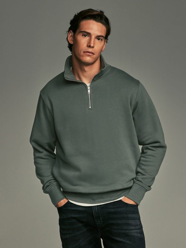 OCO2502344 Green Jersey Cotton Rich Quarter Zip Sweatshirt