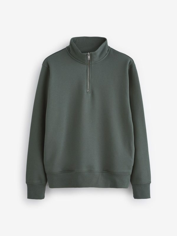 OCO2502344 Green Jersey Cotton Rich Quarter Zip Sweatshirt - Image 5